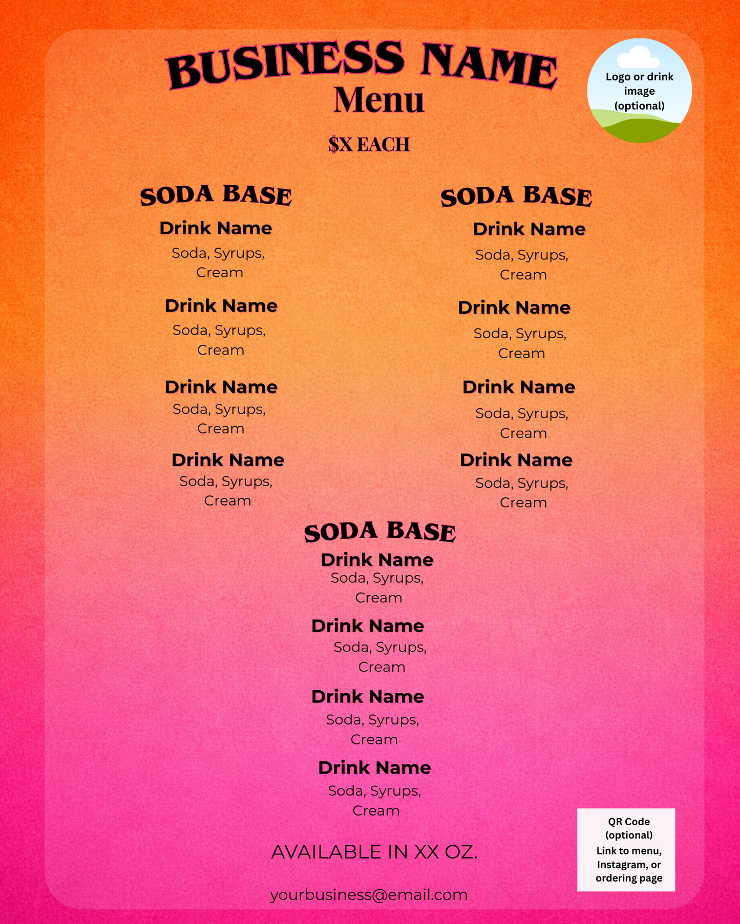 Golden Hour Menu Template