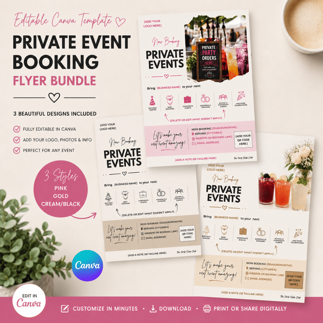 Private Event Booking Flyer Canva Template
