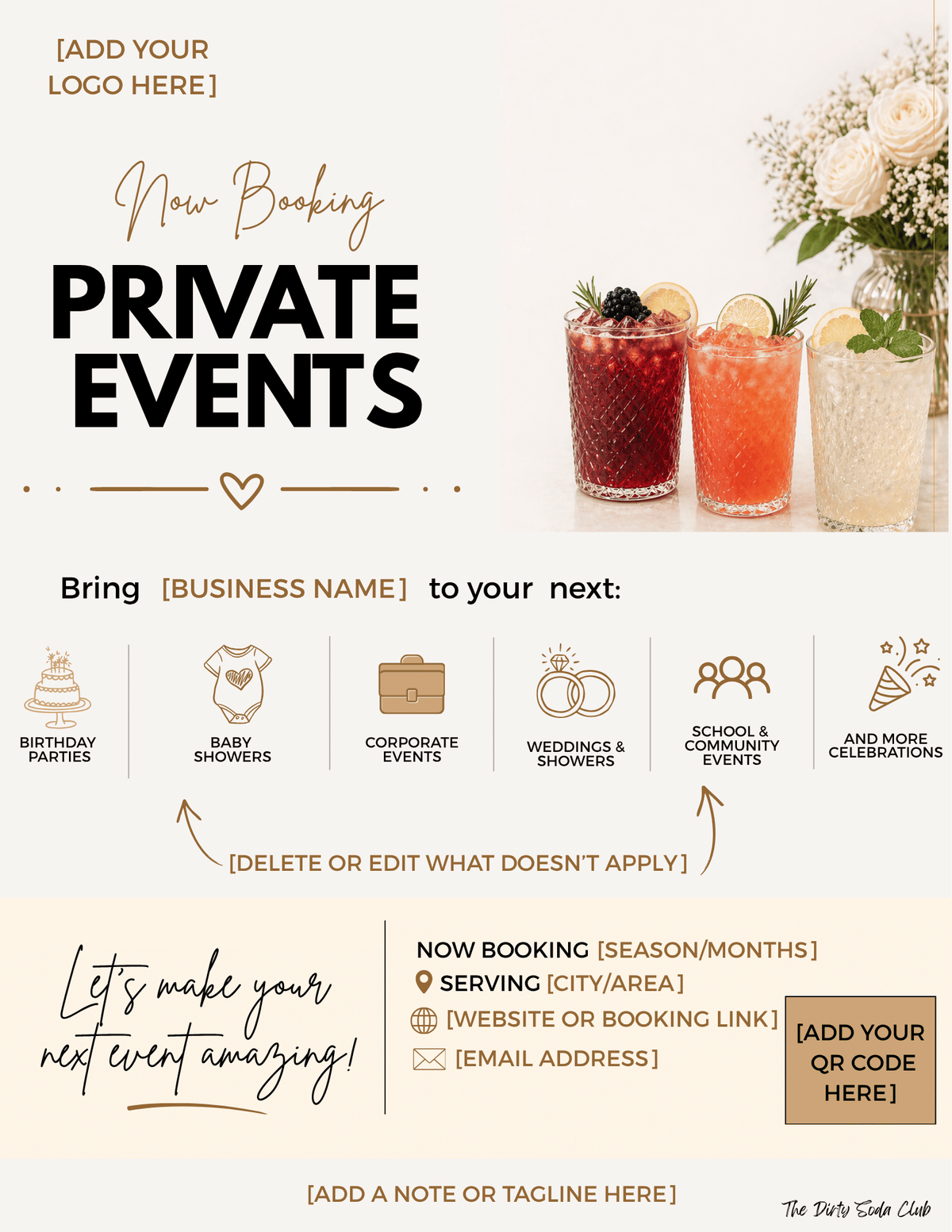 Private Event Booking Flyer Set | 3 Editable Canva Templates