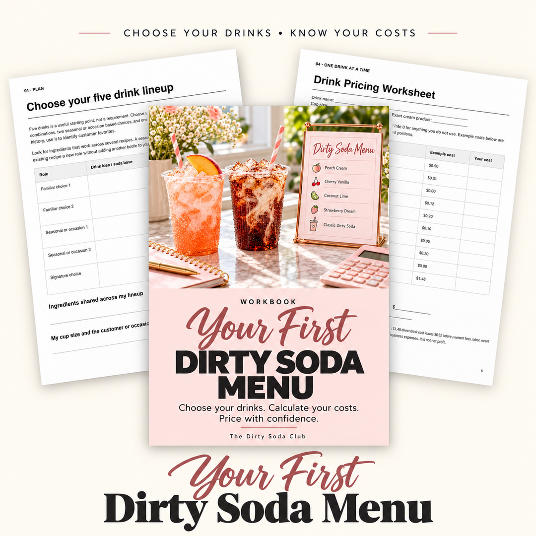 Your First Dirty Soda Menu Workbook with worksheet previews