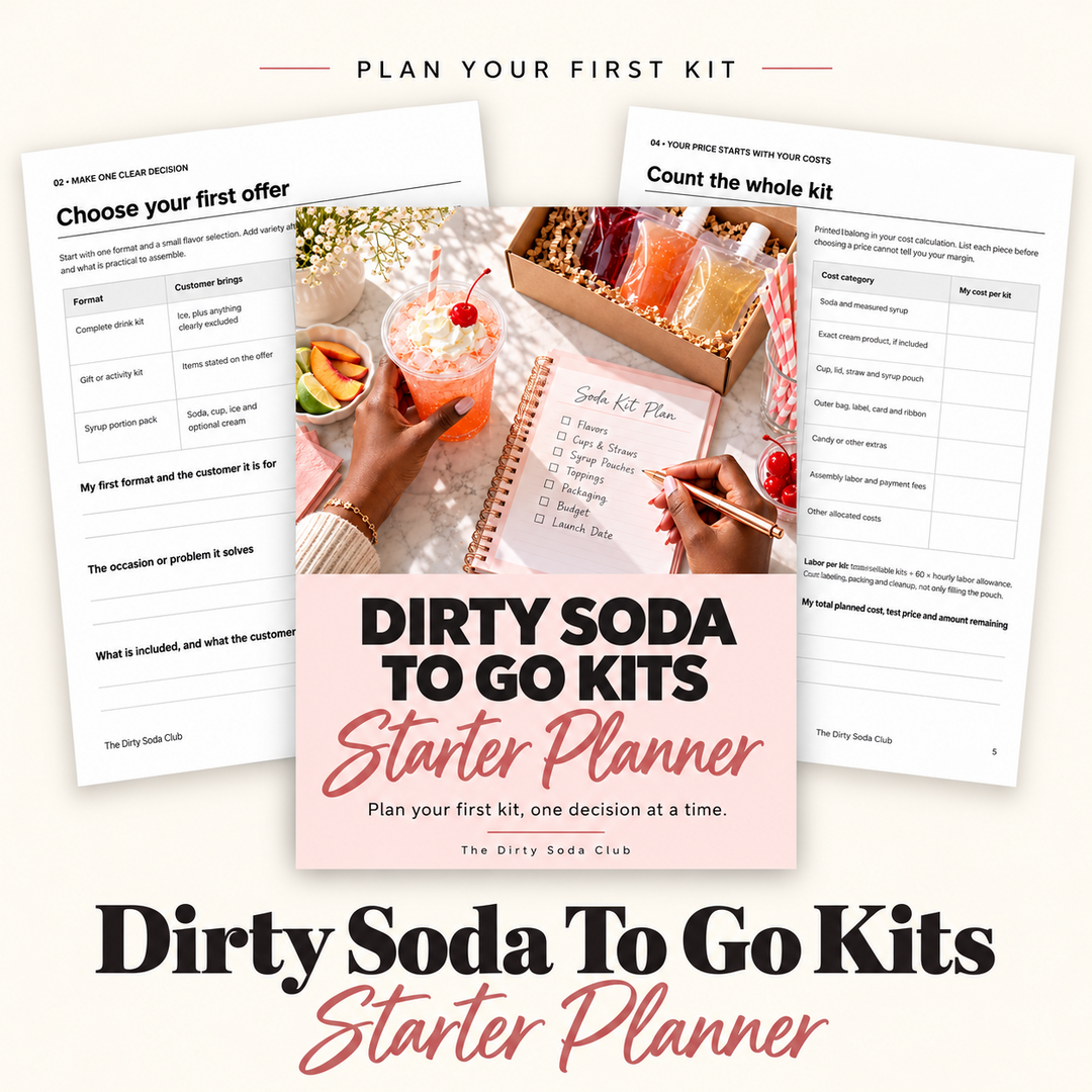 Dirty Soda To Go Kits Starter Planner with worksheet previews