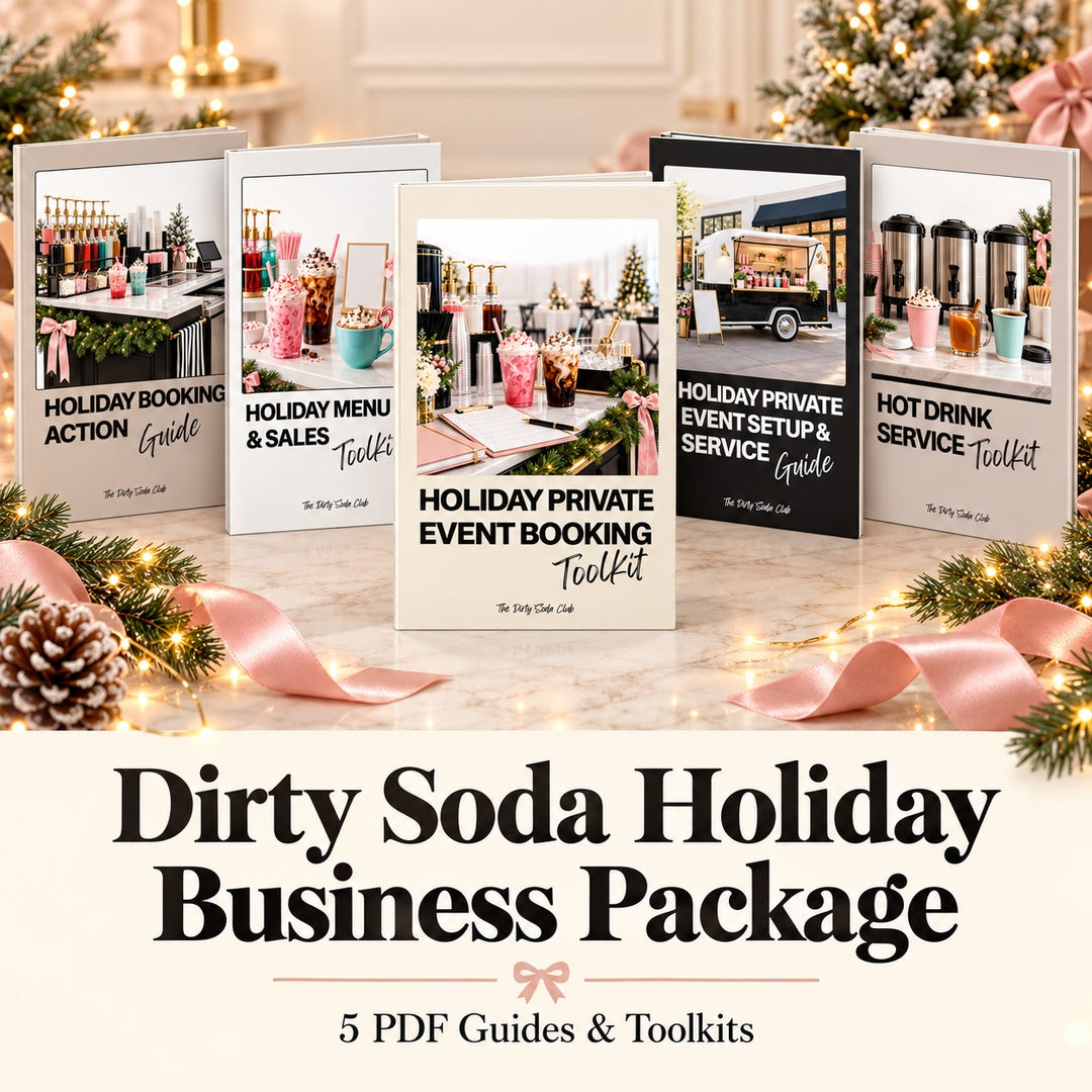Dirty Soda Holiday Business Package PDF guide mockup