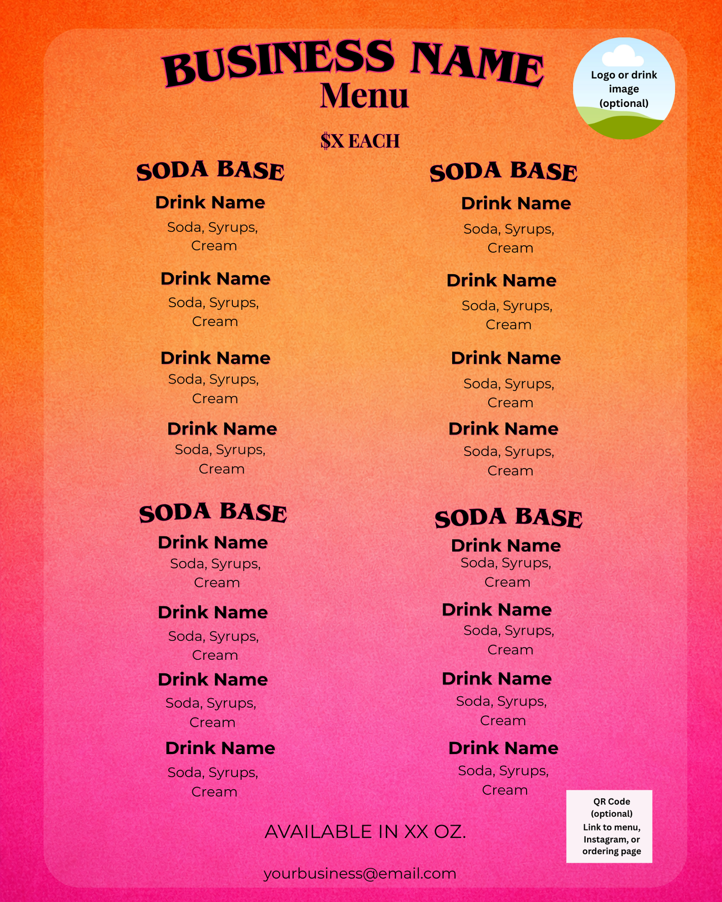 Golden Hour Menu Template