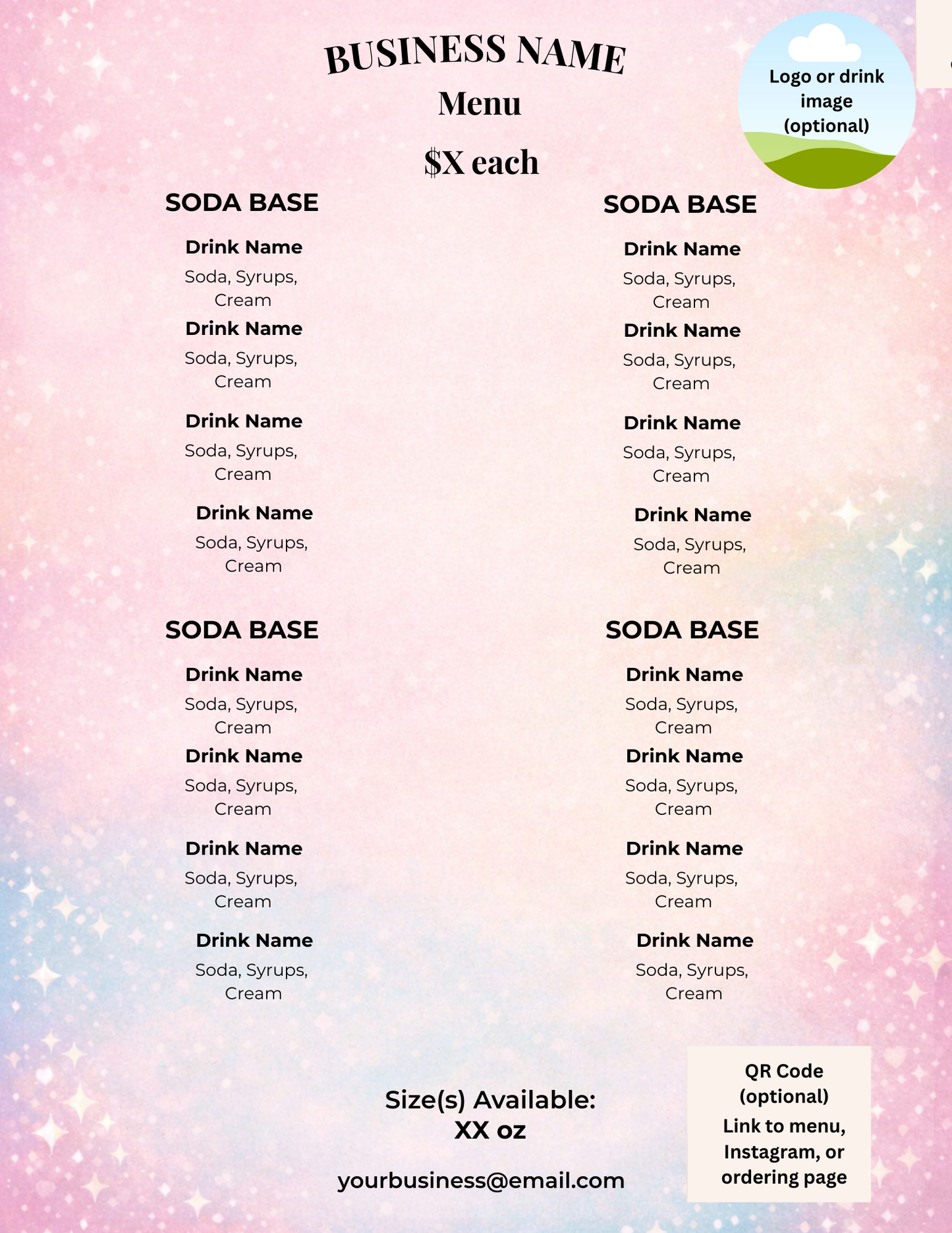 Pastel Pop Menu Template