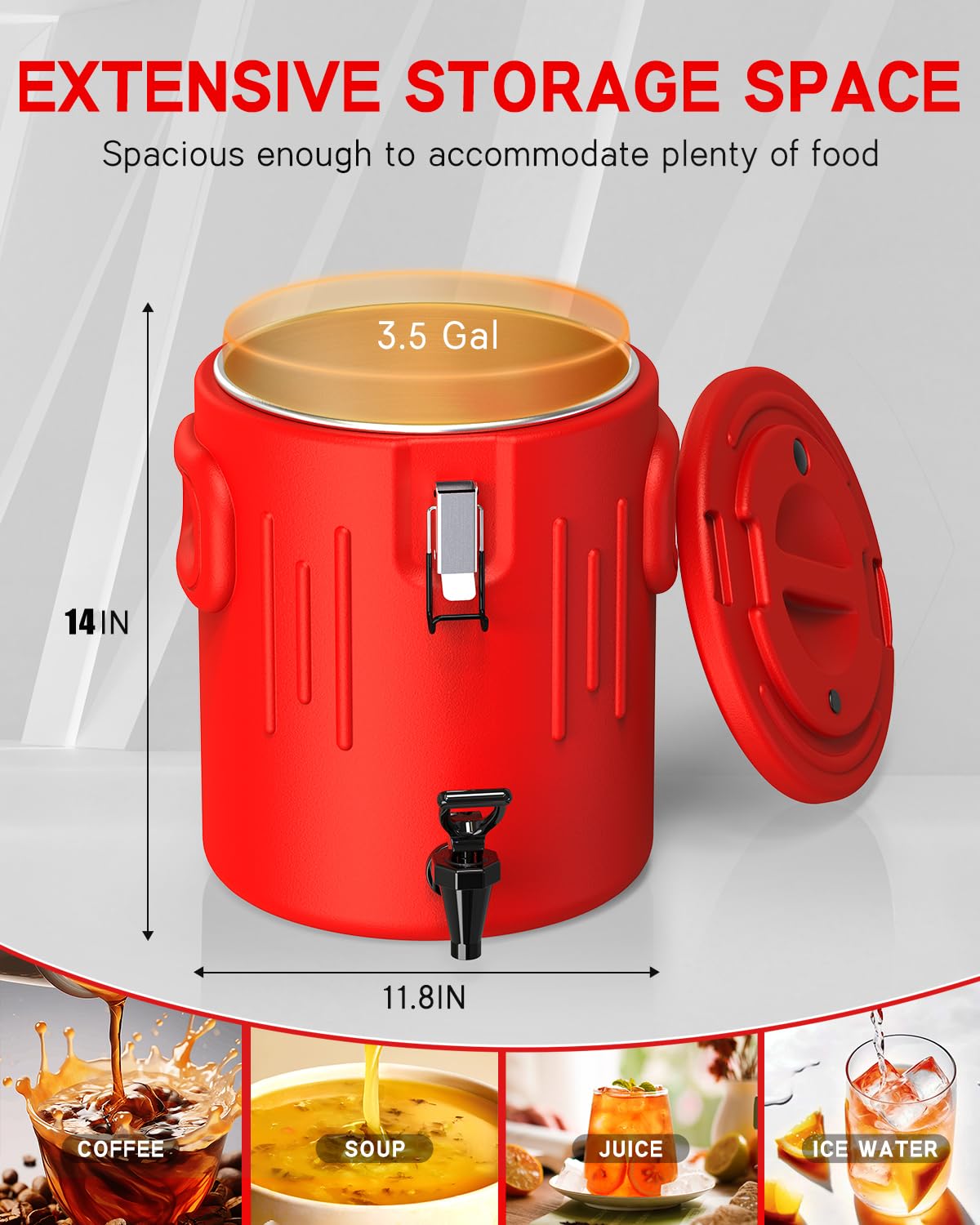 Insulated Beverage Dispenser 8 Gallon, Hot Drink Dispenser with 304 Stainless Steel Interior & Spout, Hot Water Dispenser for Parties, Portable Outdoors Water Jug for Camping Sports,N0