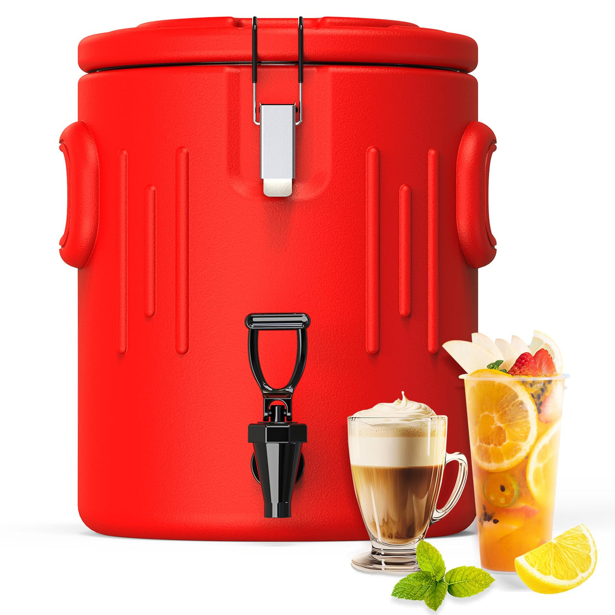 Insulated Beverage Dispenser 8 Gallon, Hot Drink Dispenser with 304 Stainless Steel Interior & Spout, Hot Water Dispenser for Parties, Portable Outdoors Water Jug for Camping Sports,N0