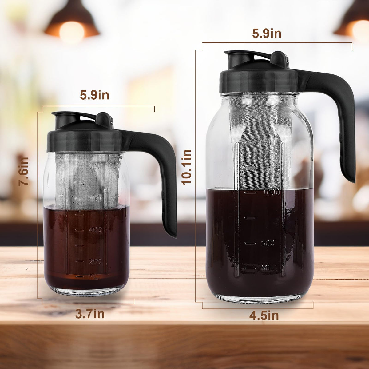 [Upgraded Widened Handle] Cold Brew Coffee Maker, Mason Jar Pitcher