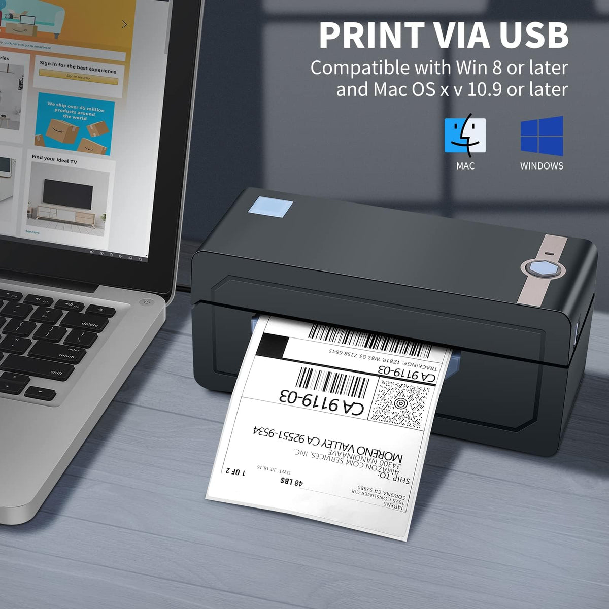 JADENS Bluetooth Thermal Shipping Label Printer, Wireless 4x6 Label Printer