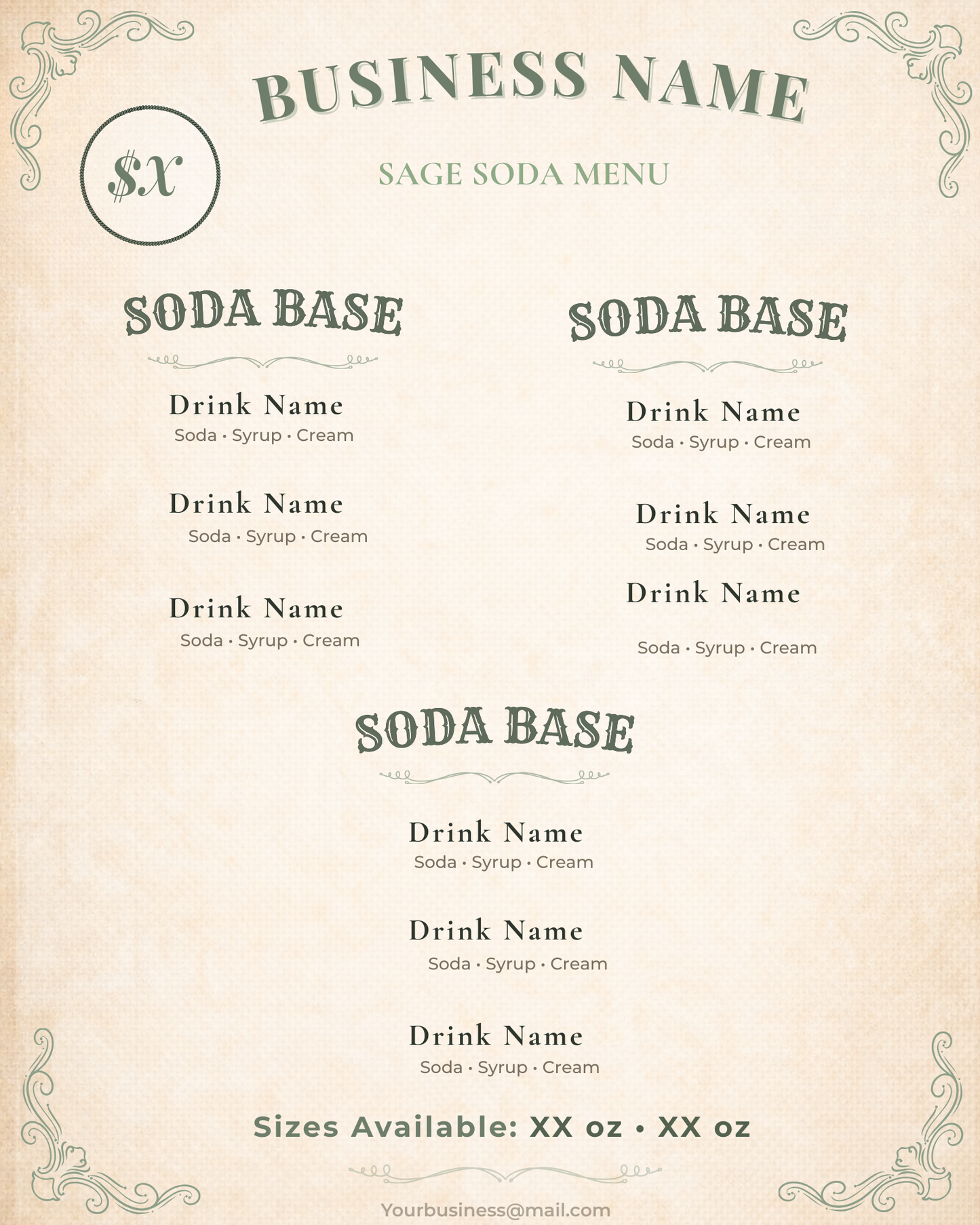 Sage Crush Soda Menu