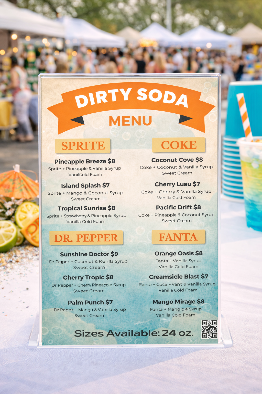 Cloud Nine Soda Menu