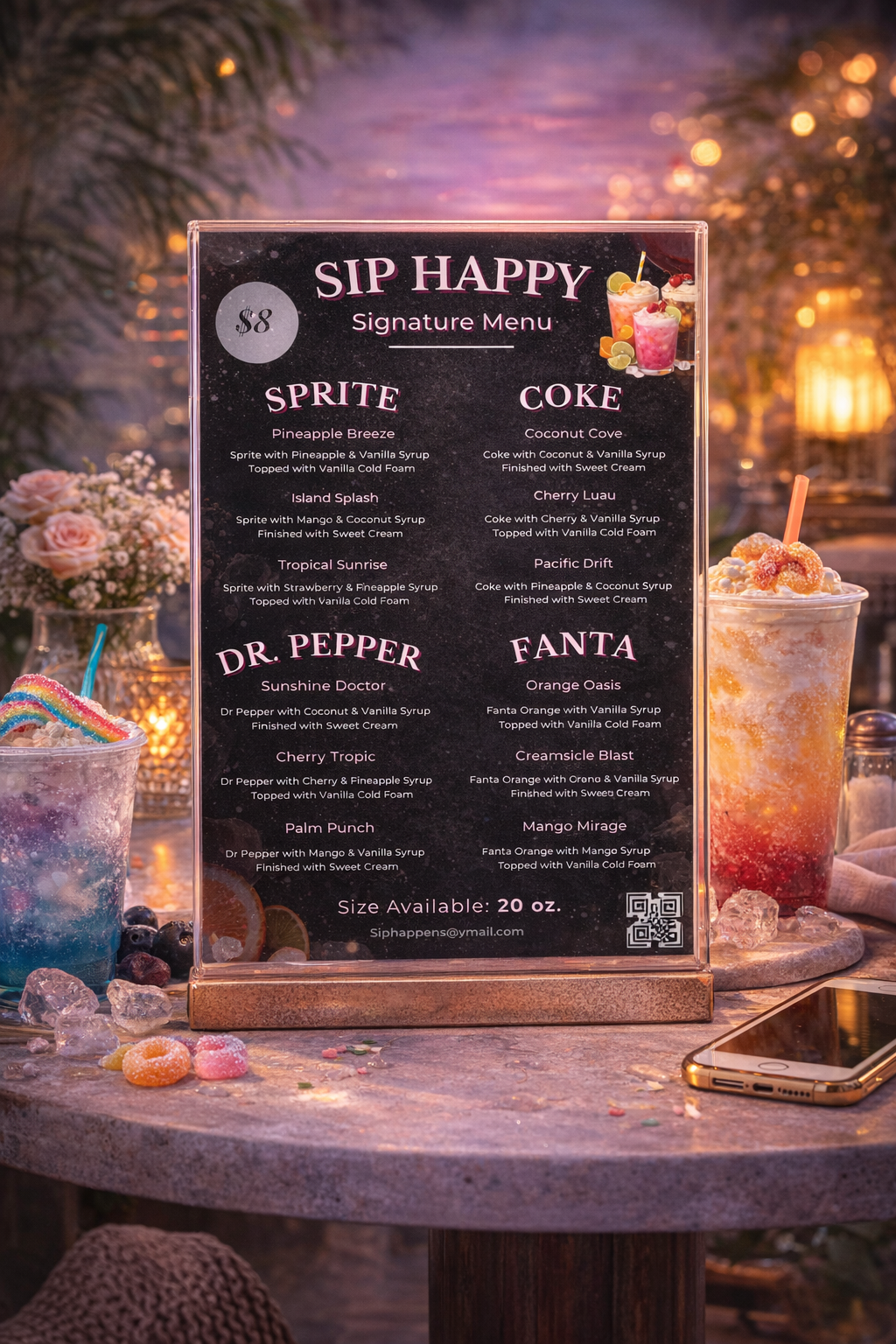 Midnight Pop Signature Dirty Soda Menu