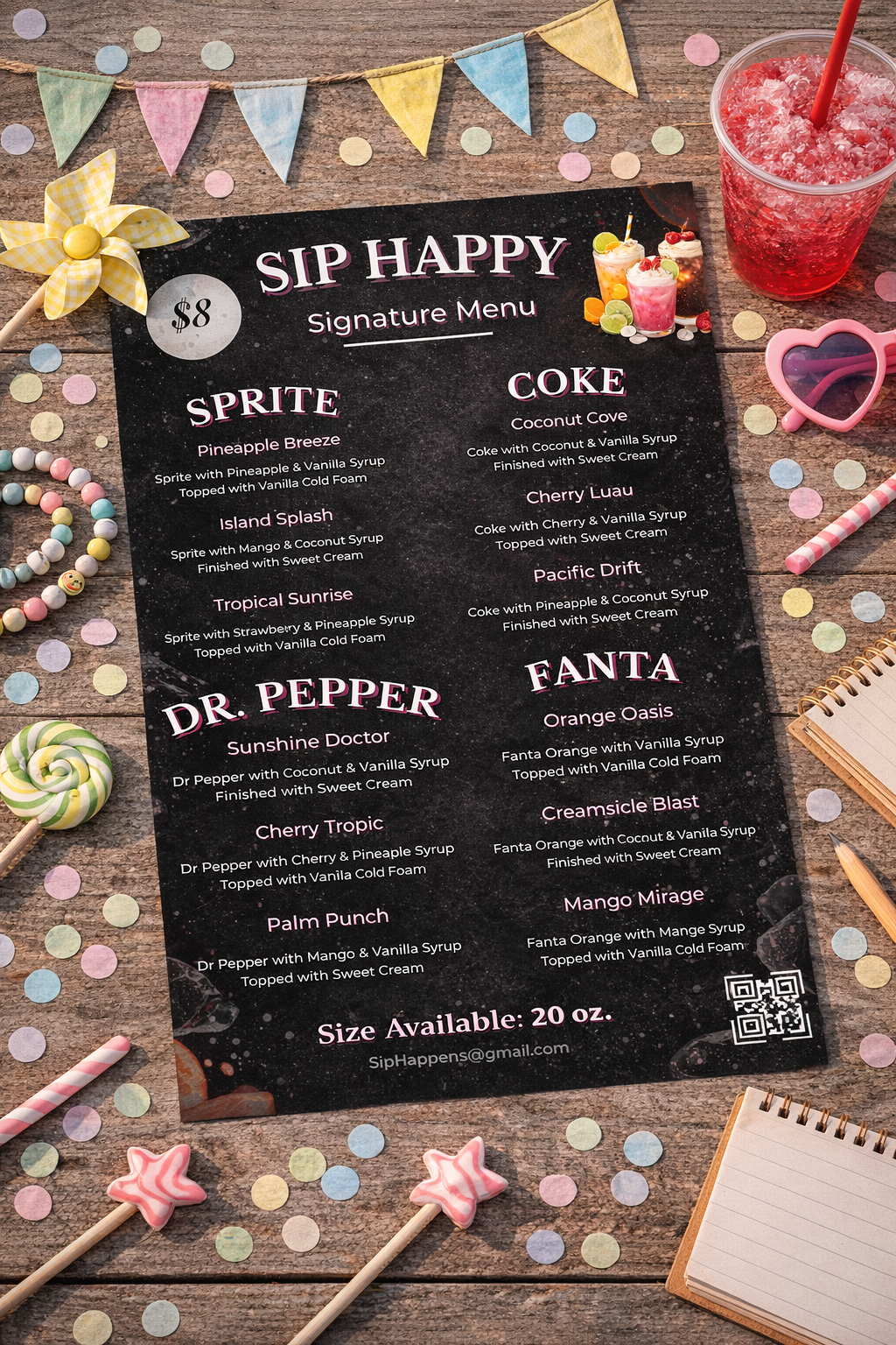 Midnight Pop Signature Dirty Soda Menu