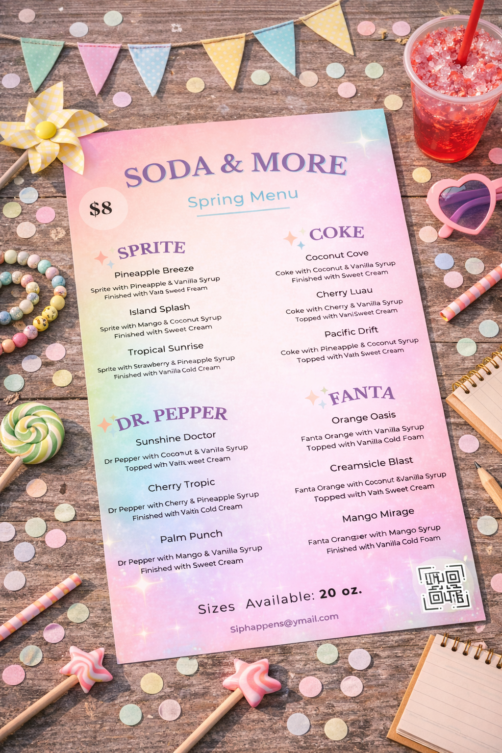 Soda Sparks Menu