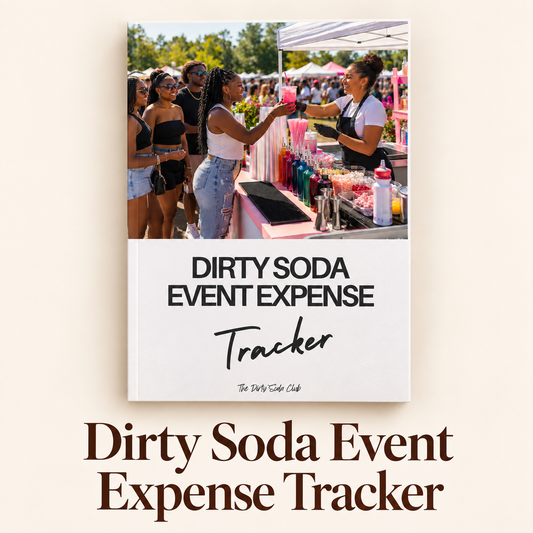 Dirty Soda Event Expense Tracker PDF cover and product title