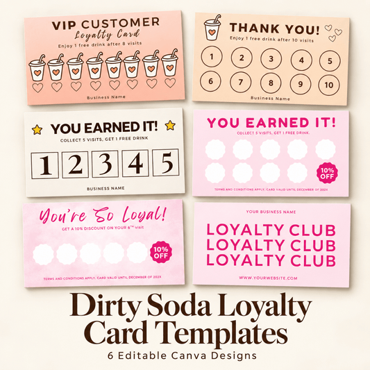 Dirty Soda Loyalty Card Templates (Canva)