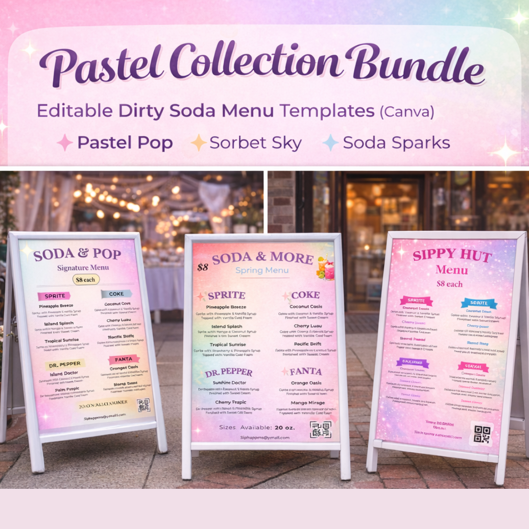 Pastel Menu Collection Bundle – Dirty Soda Design Club