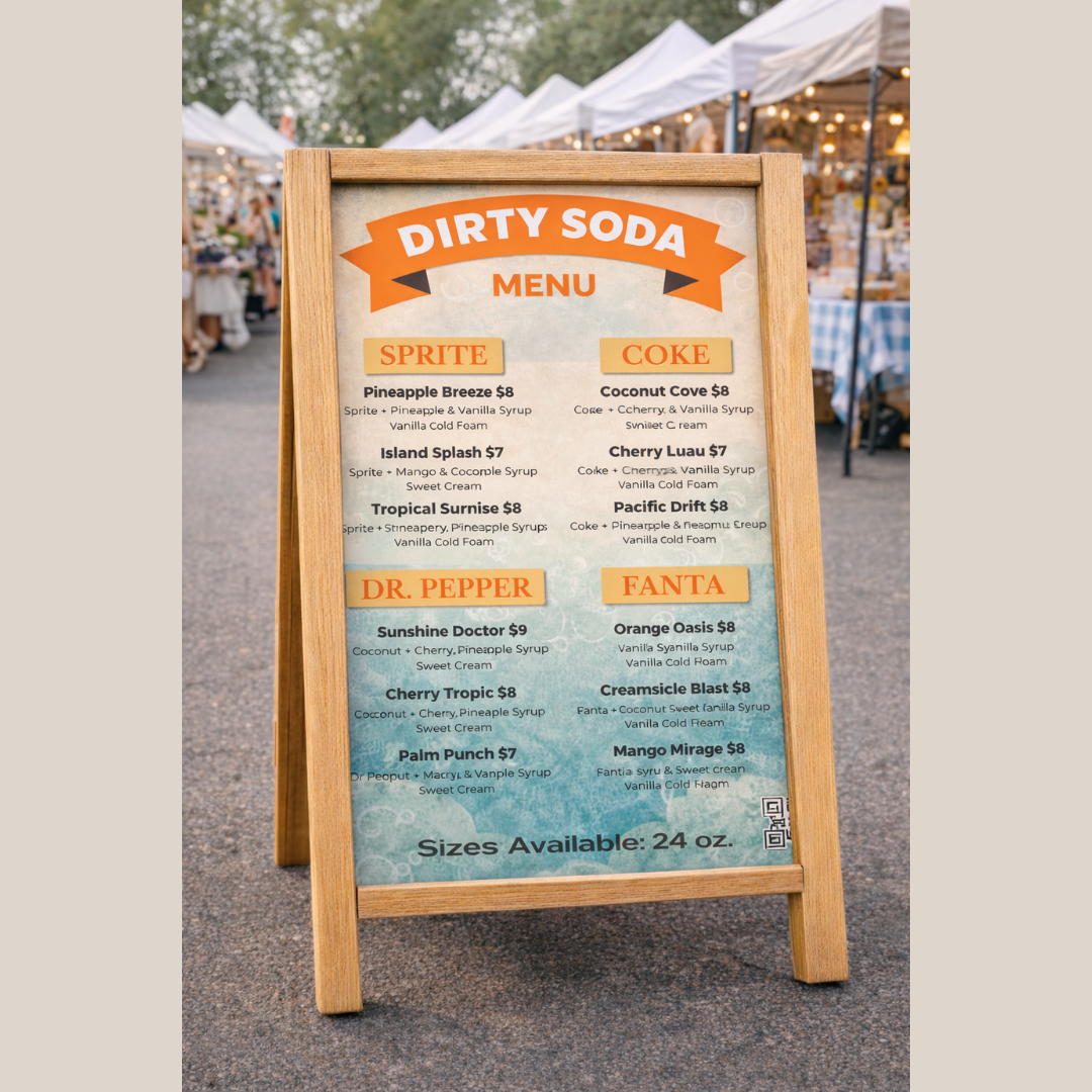 Cloud Nine Soda Menu