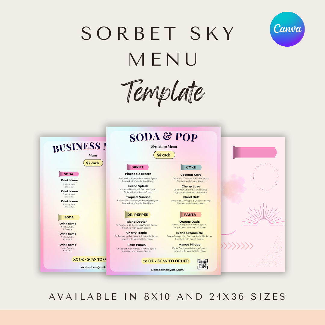 Sorbet Sky Soda Menu