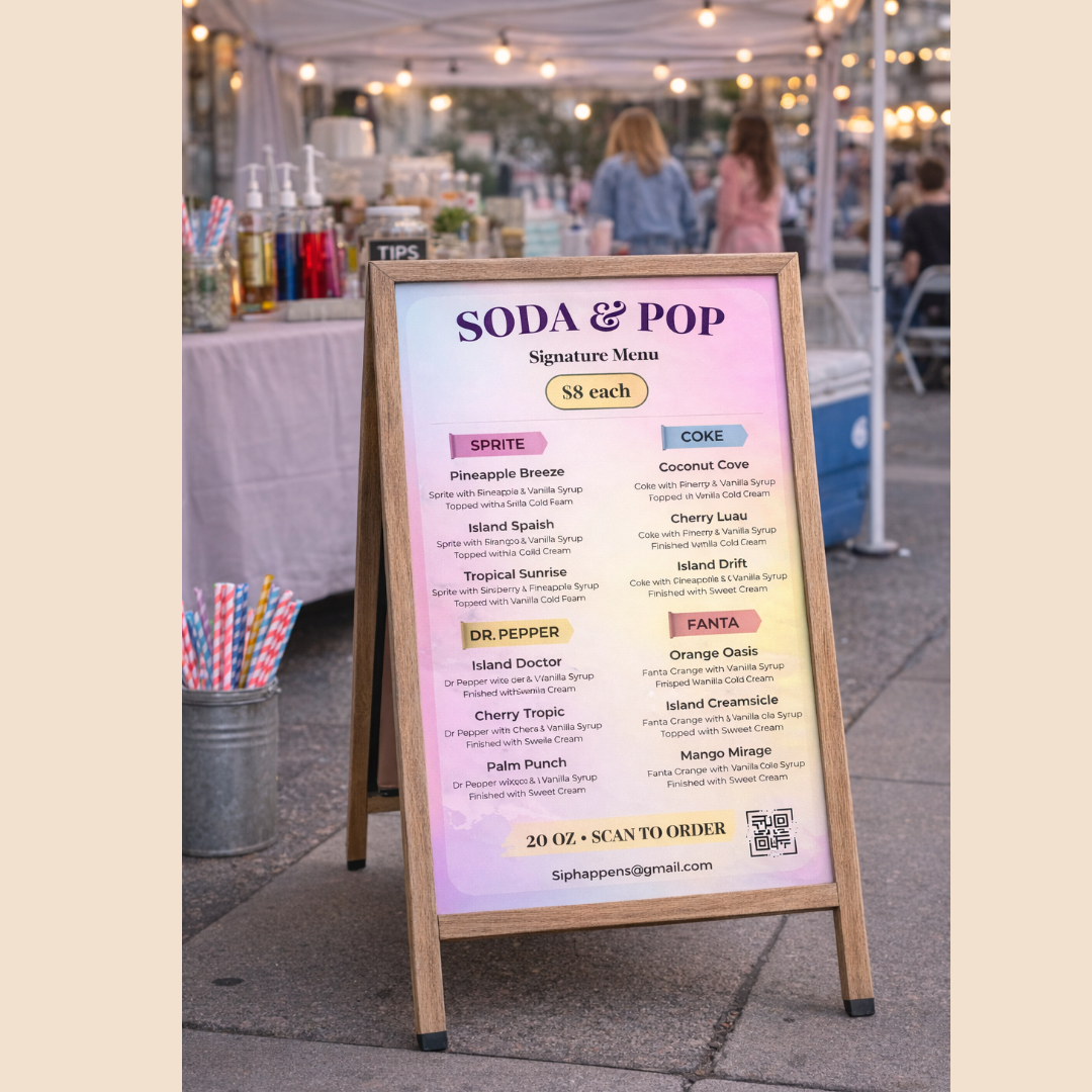 Sorbet Sky Soda Menu