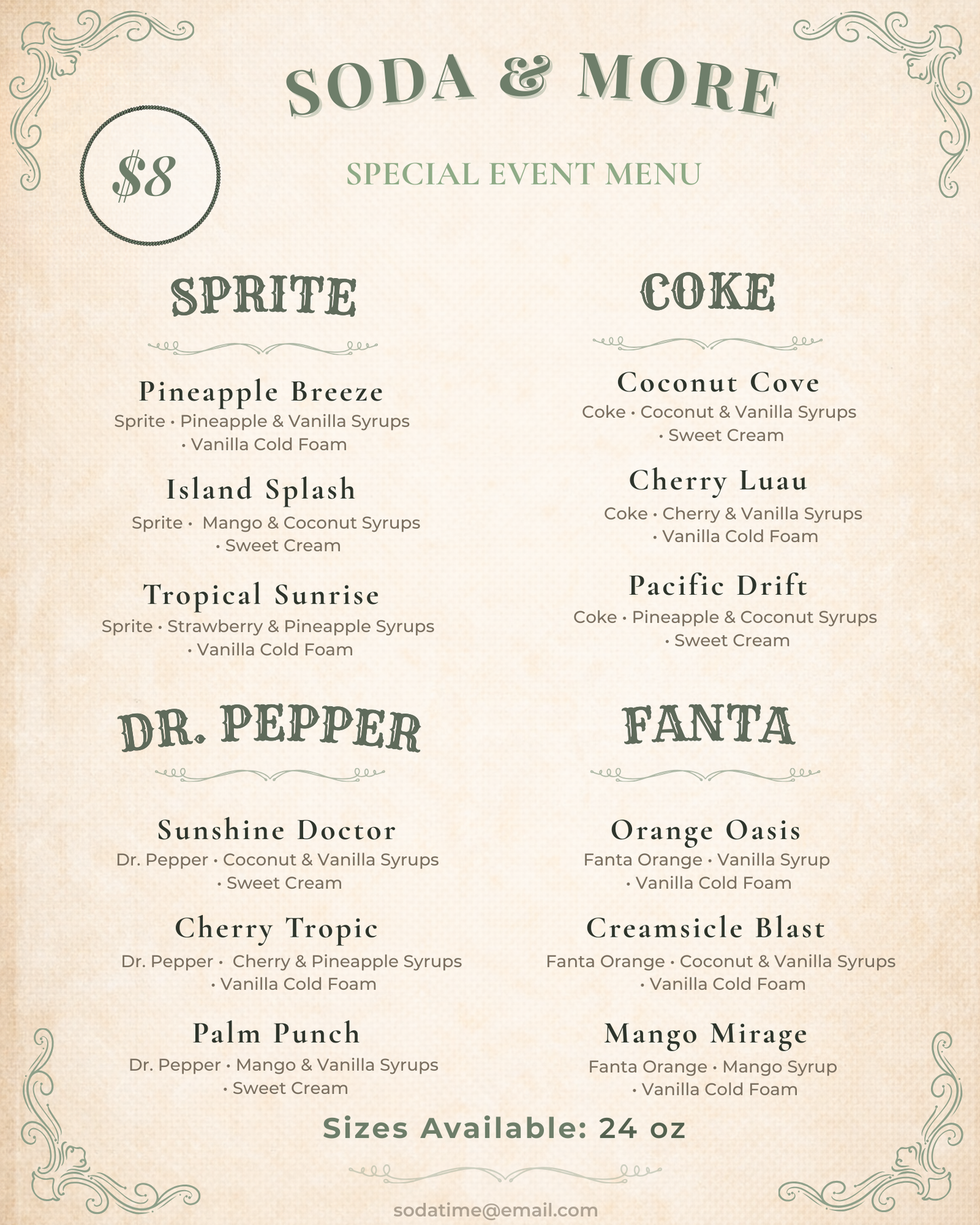 Sage Crush Soda Menu