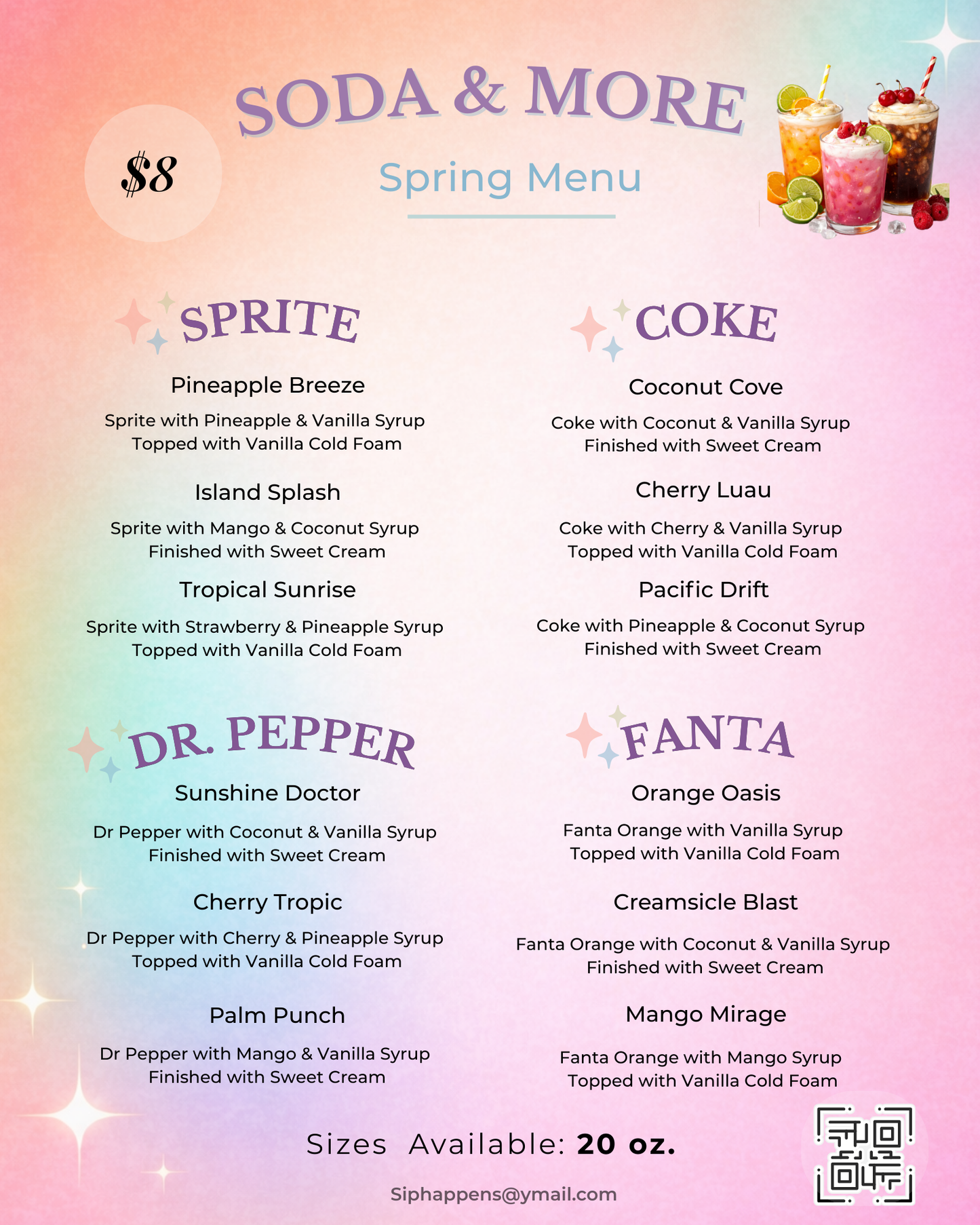 Soda Sparks Menu
