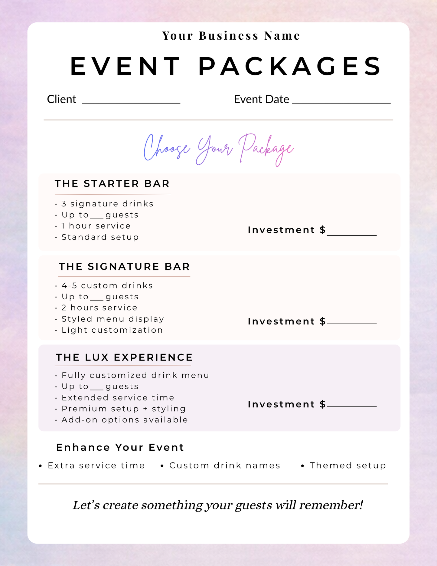 Pretty Event Package Template