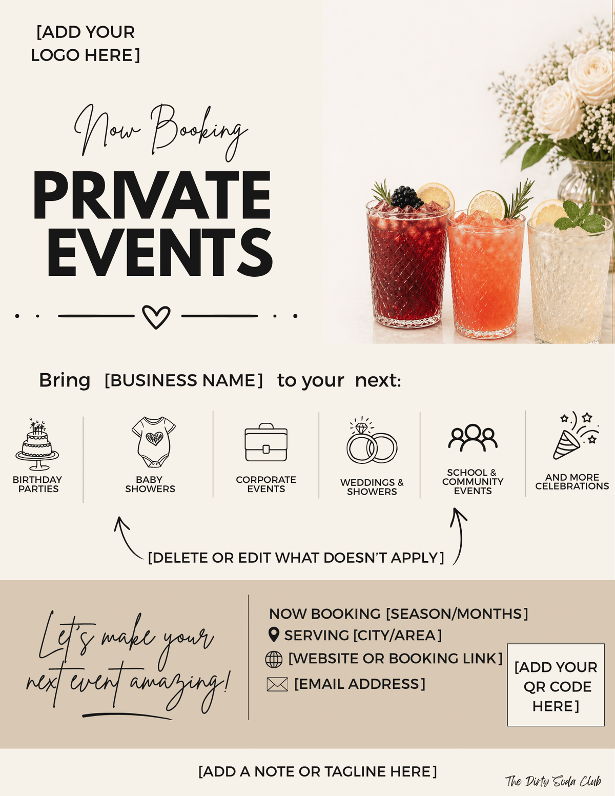 Private Event Booking Flyer Set | 3 Editable Canva Templates