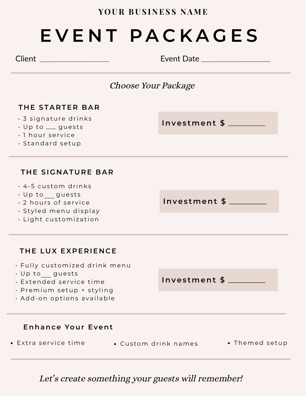 Signature Event Design Signature Event Package Template – Dirty Soda Design Club