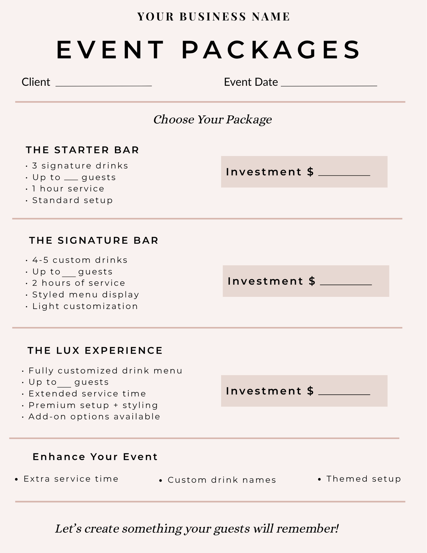 Signature Event Package Template
