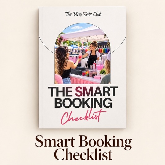 Smart Booking Checklist for Dirty Soda Events PDF cover and product title