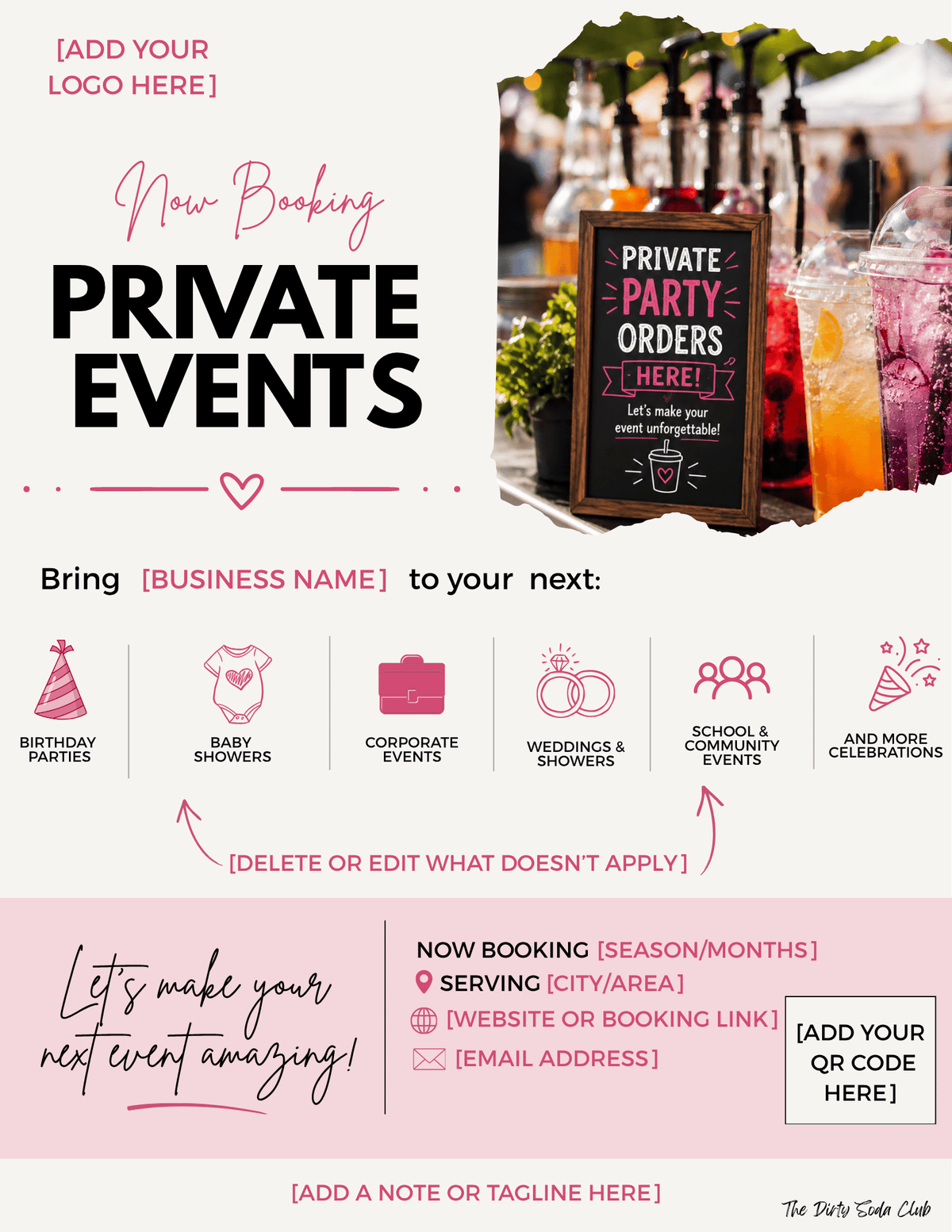 Private Event Booking Flyer Set | 3 Editable Canva Templates