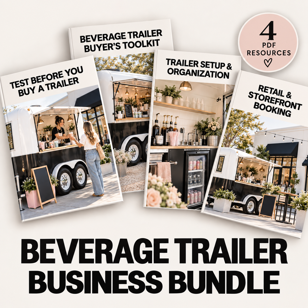 Beverage Trailer Business Bundle, four PDF guides, 1080 by 1080