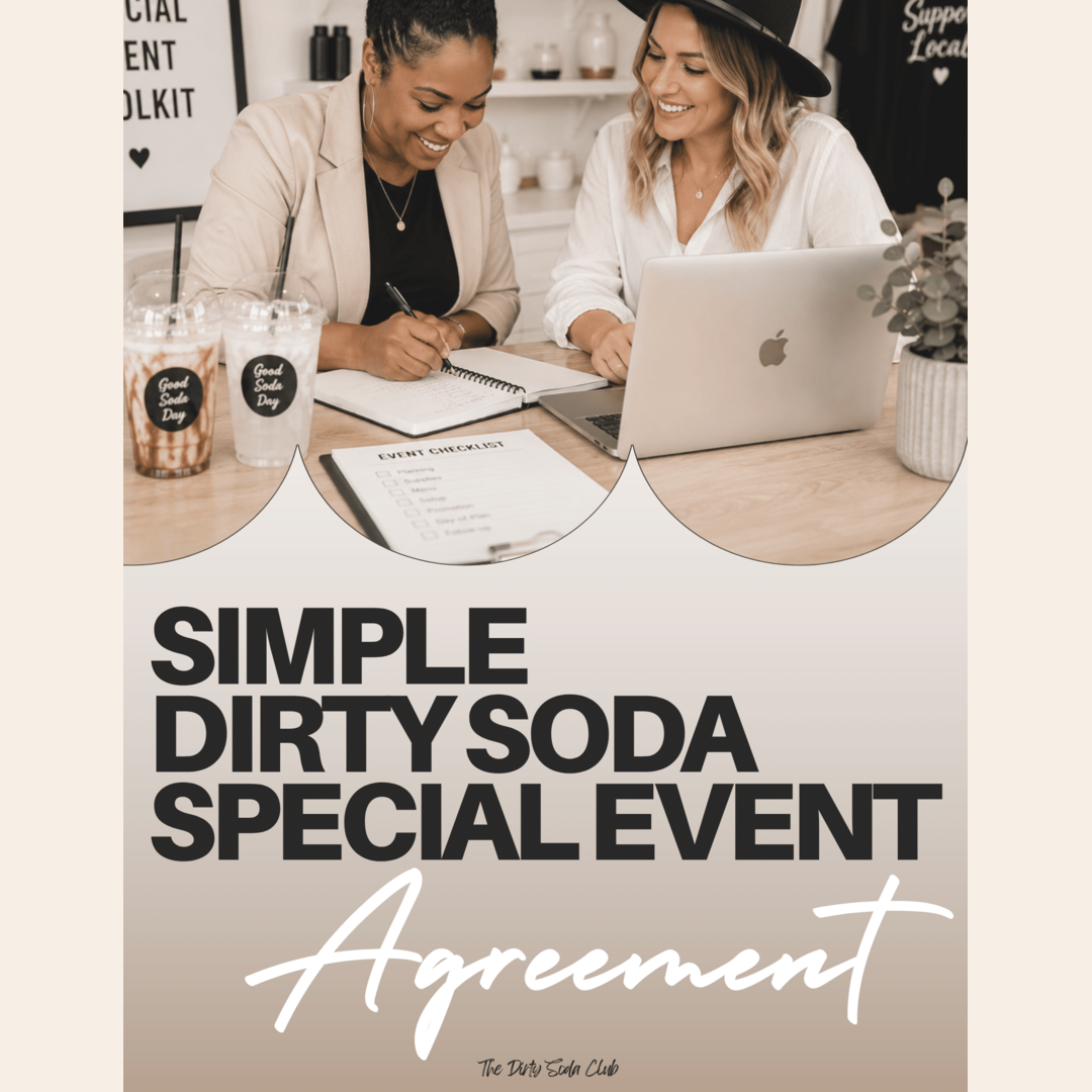 Simple Dirty Soda Special Event Agreement cover